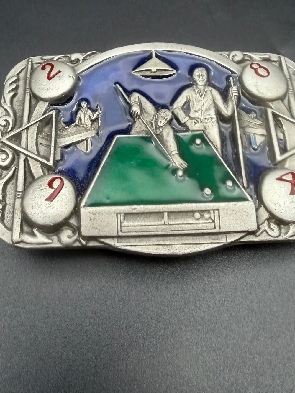 Vintage Pool Table Belt Buckle with Enamel 1990 C&J Incorporated